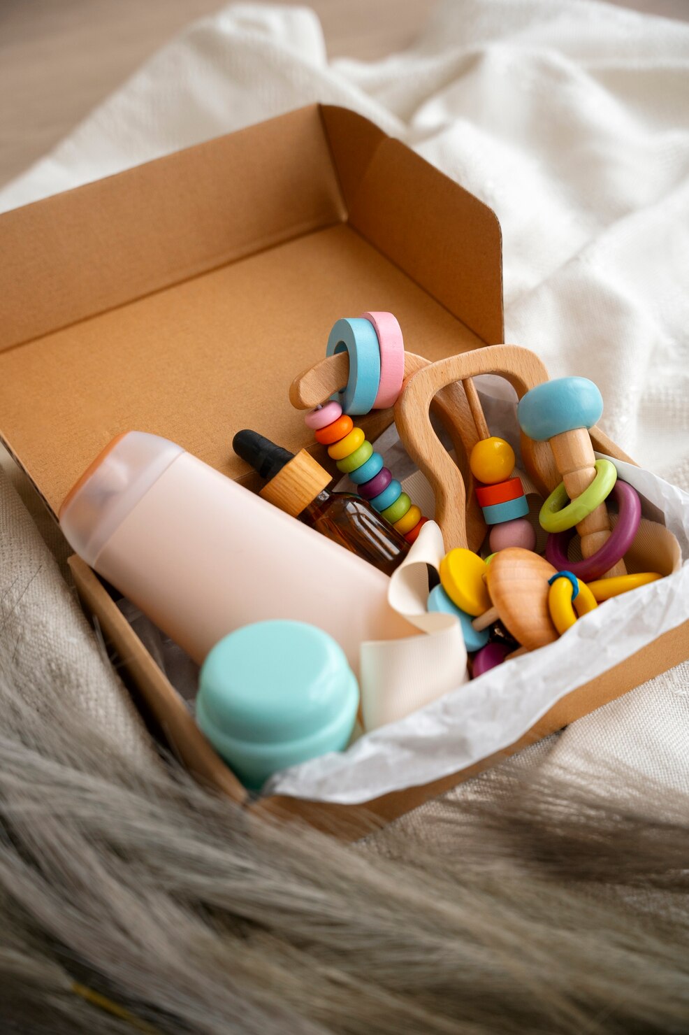 Colorful Wooden Rattle & Oil